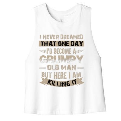 ID Become A Grumpy Old Man Grumpy Women's Racerback Cropped Tank