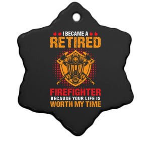 I Became A Retired Firefighter Gift Ceramic Star Ornament