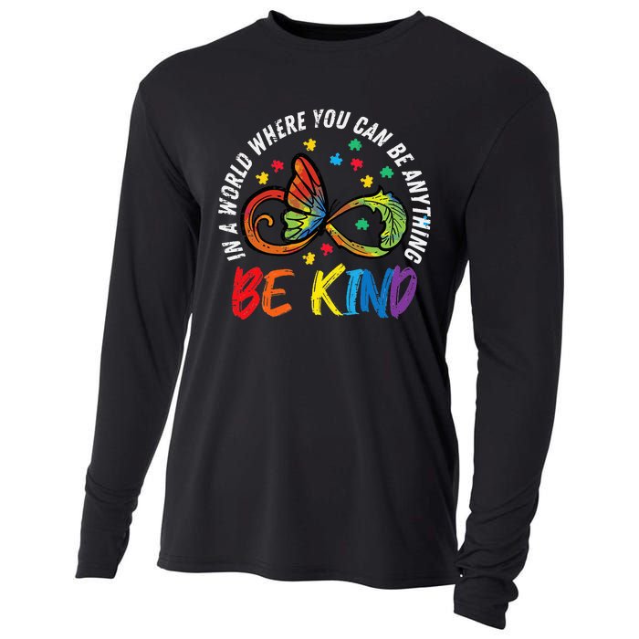 Infinity Butterfly Awareness Be Kind Autism Cooling Performance Long Sleeve Crew