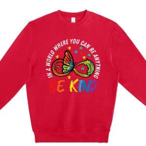 Infinity Butterfly Awareness Be Kind Autism Premium Crewneck Sweatshirt