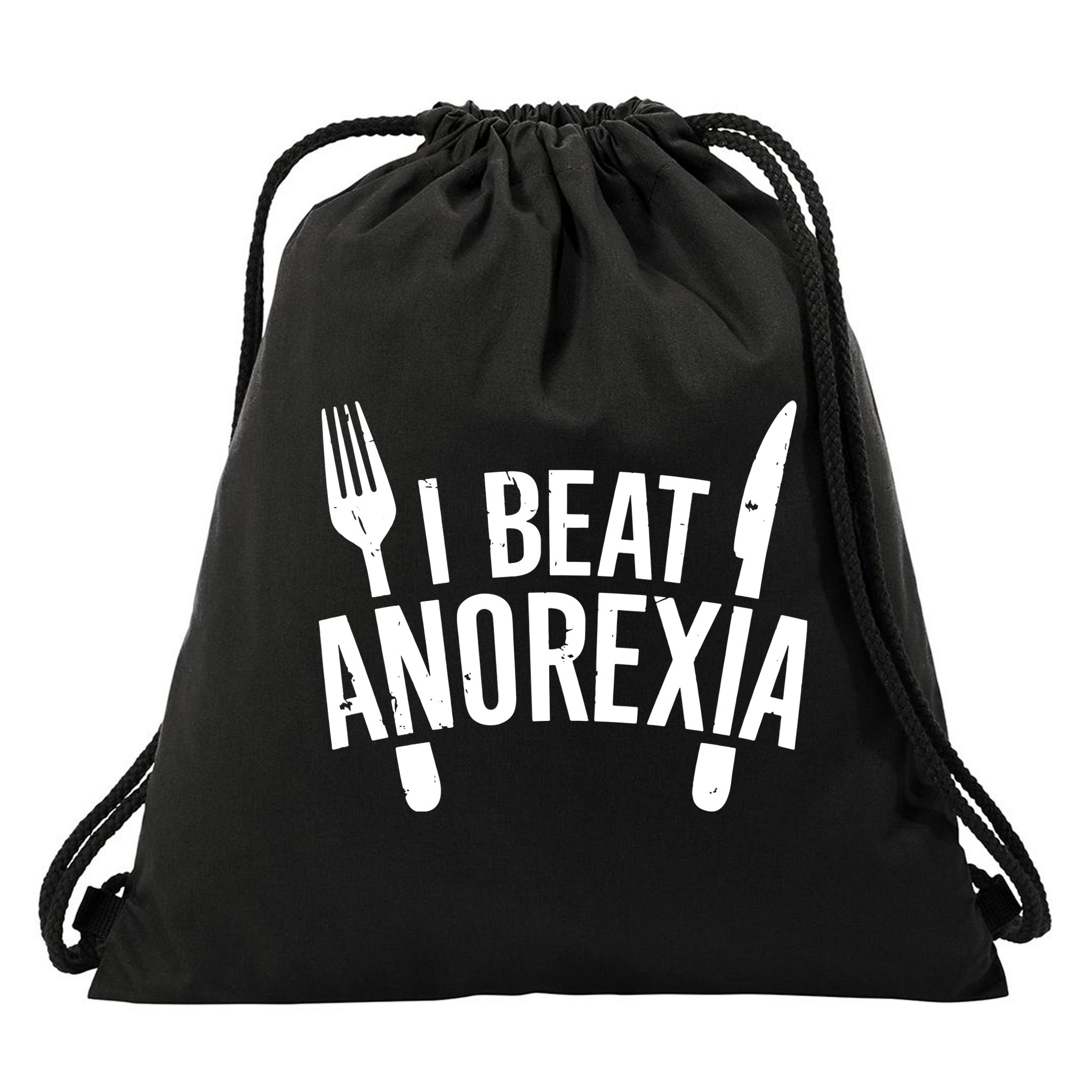I Beat Anorexia Drawstring Bag