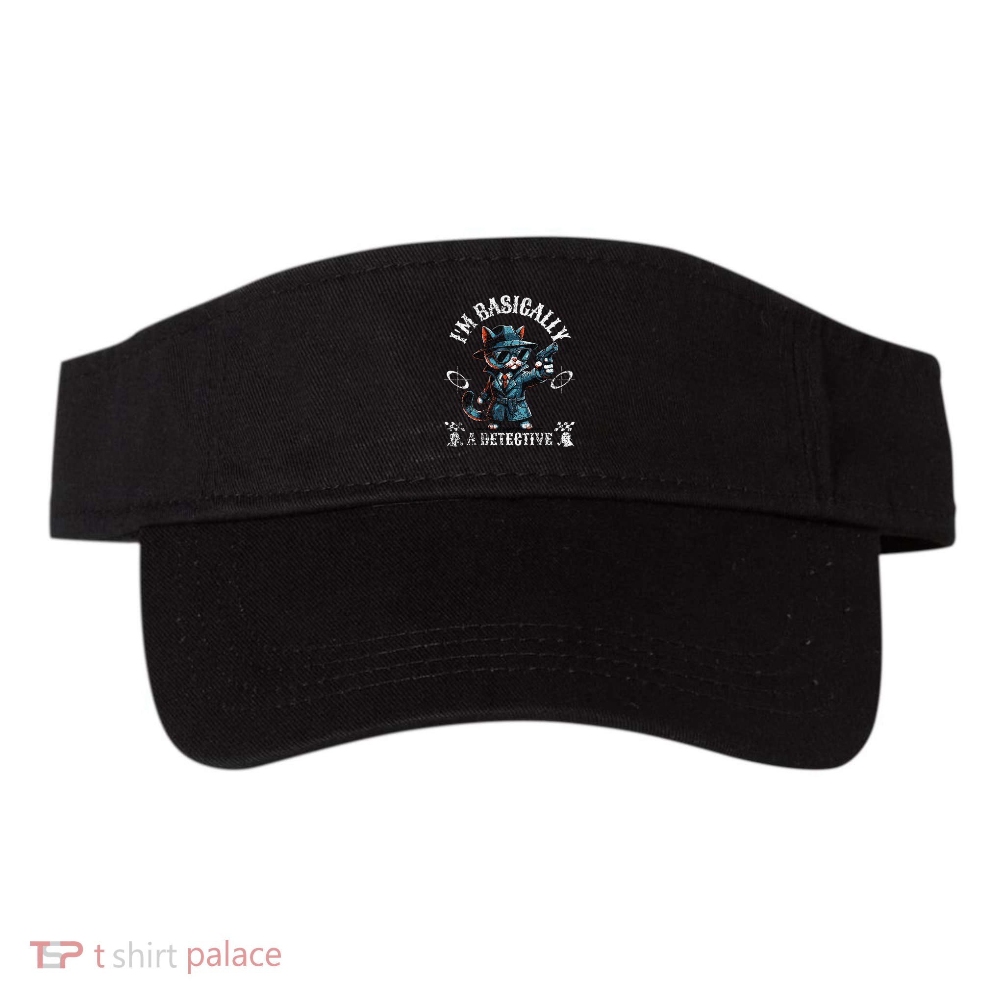 IM Basically A Detective Funny Dad True Crime Cat Lover Valucap Bio-Washed Visor