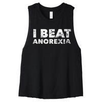 I Beat Anorexia Awareness Women's Racerback Cropped Tank