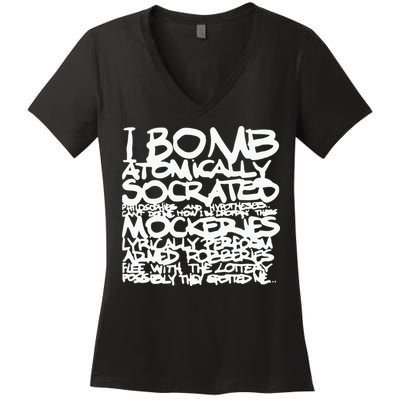 I Bomb Atomically Socrates’ Philosophies And Hypotheses Women's V-Neck T-Shirt