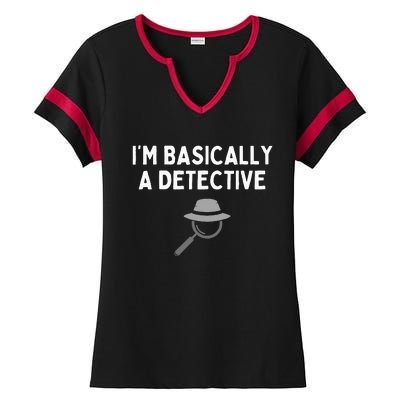 IM Basically A Detective Funny Detective Costume Ladies Halftime Notch Neck Tee