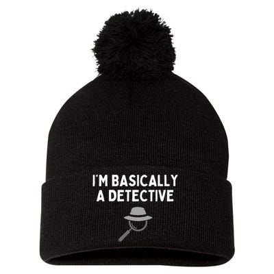 IM Basically A Detective Funny Detective Costume Pom Pom 12in Knit Beanie