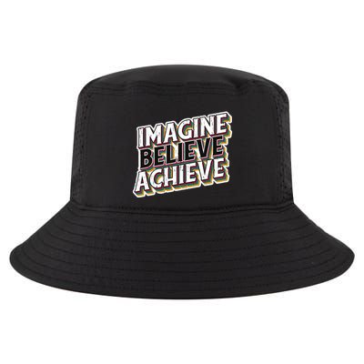 Imagine Believe Achieve Quote Vintage Cool Comfort Performance Bucket Hat
