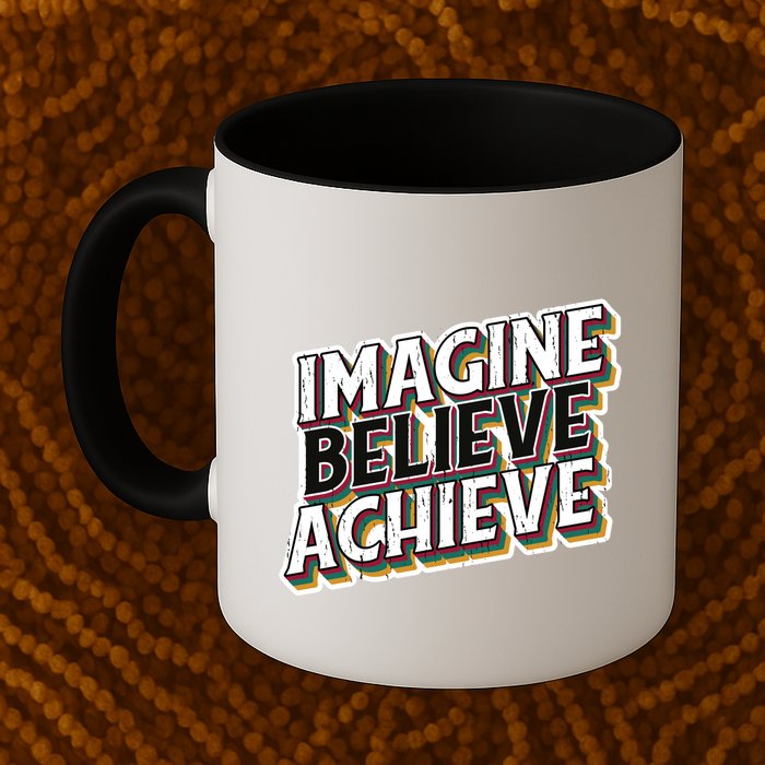 Imagine Believe Achieve Quote Vintage Mug