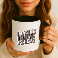 Imagine Believe Achieve Quote Vintage Mug