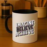 Imagine Believe Achieve Quote Vintage Mug