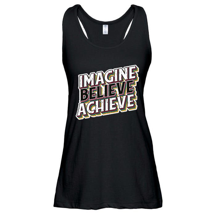 Imagine Believe Achieve Quote Vintage Ladies Essential Flowy Tank