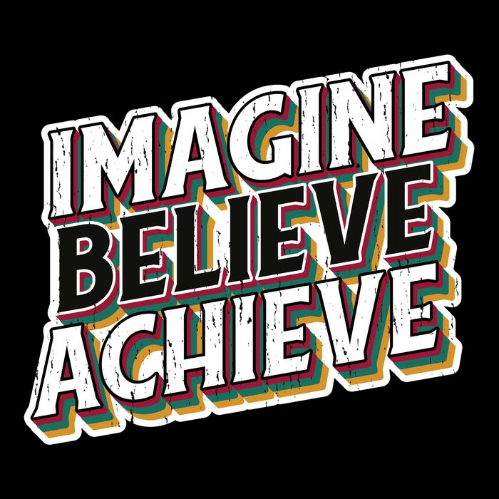 Imagine Believe Achieve Quote Vintage Ladies Essential Flowy Tank