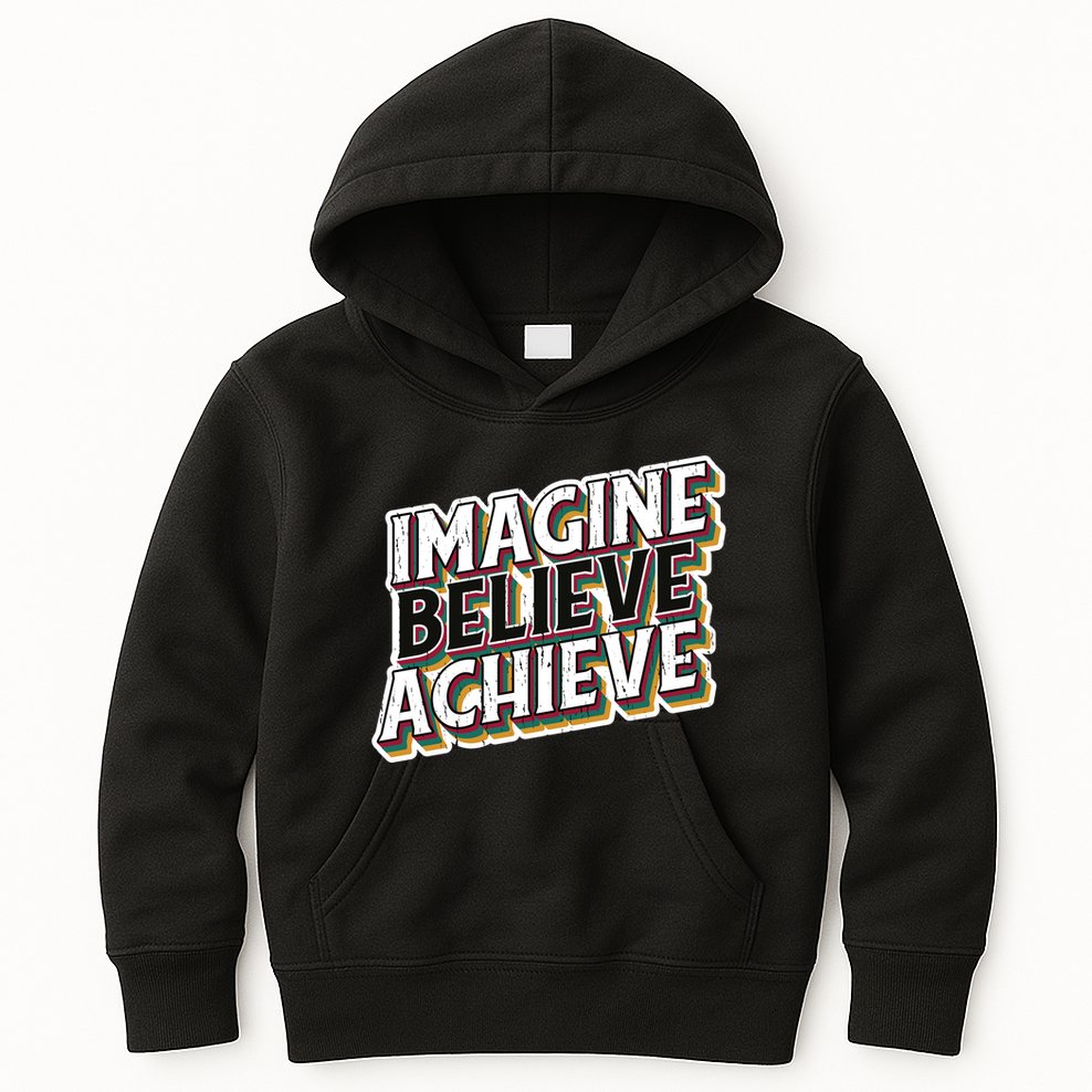 Imagine Believe Achieve Quote Vintage Kids Hoodie