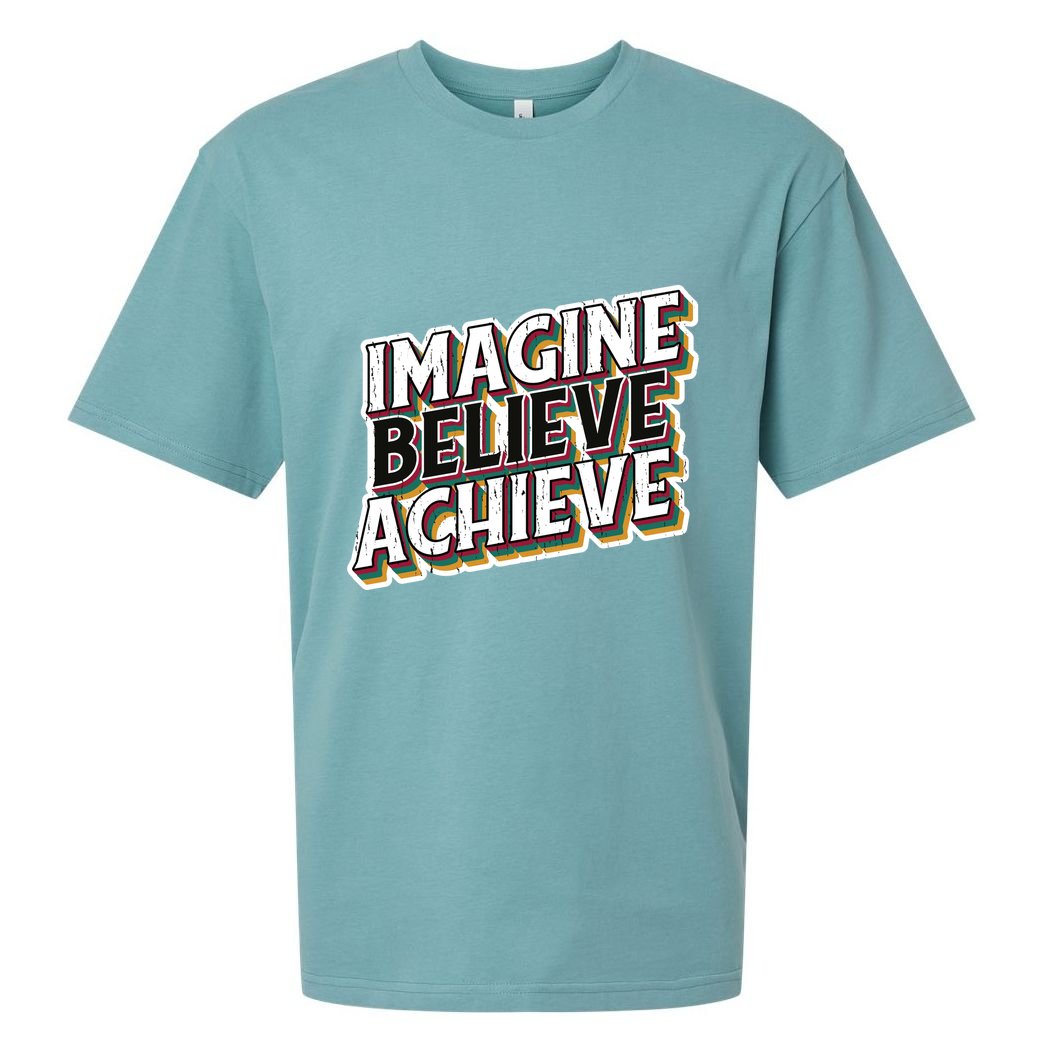 Imagine Believe Achieve Quote Vintage Sueded Cloud Jersey T-Shirt