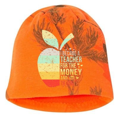 I Became A Teacher For The Money And The Fame Teacher Gift Kati - Camo Knit Beanie