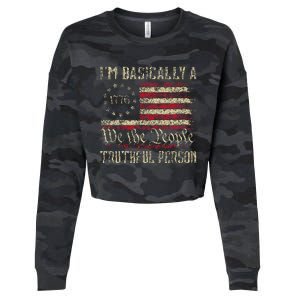 IM Basically A Truthful Person Us Flag Trump Vance 2024 Cropped Pullover Crew