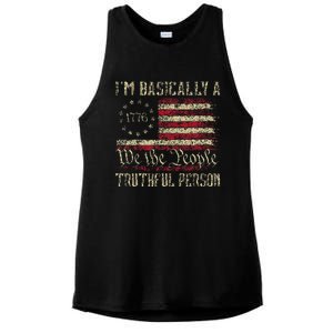 IM Basically A Truthful Person Us Flag Trump Vance 2024 Ladies PosiCharge Tri-Blend Wicking Tank