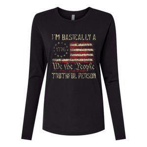 IM Basically A Truthful Person Us Flag Trump Vance 2024 Womens Cotton Relaxed Long Sleeve T-Shirt