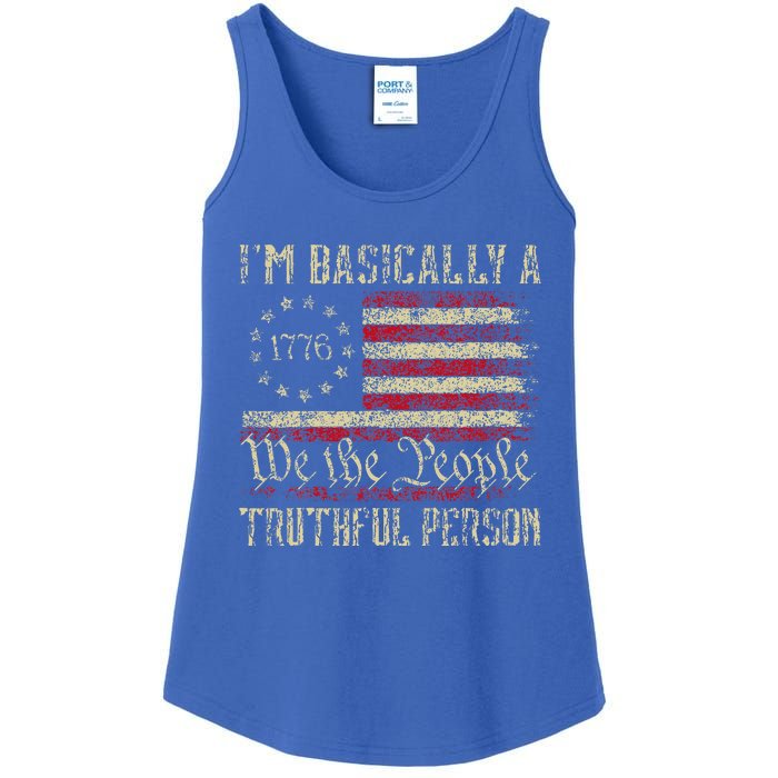 IM Basically A Truthful Person Us Flag Trump Vance 2024 Ladies Essential Tank