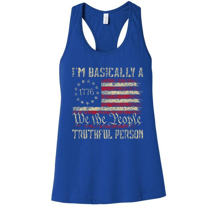 IM Basically A Truthful Person Us Flag Trump Vance 2024 Women's Racerback Tank