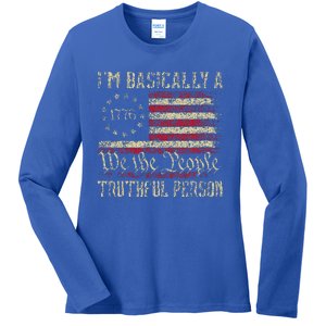 IM Basically A Truthful Person Us Flag Trump Vance 2024 Ladies Long Sleeve Shirt