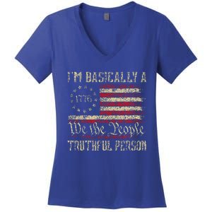 IM Basically A Truthful Person Us Flag Trump Vance 2024 Women's V-Neck T-Shirt