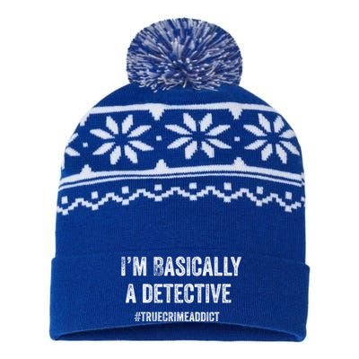 Im Basically A Detective Distressed True Crime Quote Cool Gift USA-Made Snowflake Beanie