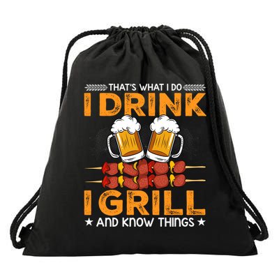 I Beer And Grill Things Funny Bbq Pitmaster Father Day Meaningful Gift Drawstring Bag