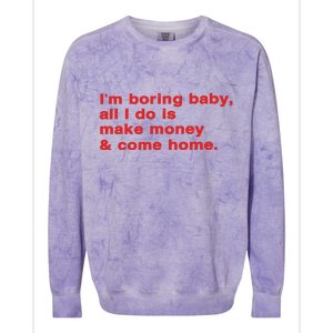 Im Boring Baby All I Do Is Make Money & Come Home Colorblast Crewneck Sweatshirt