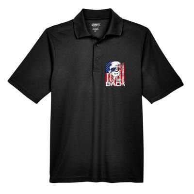 Ill Be Back Trump 2024 Vintage Donald Trump 4th Of July Men's Origin Performance Piqué Polo