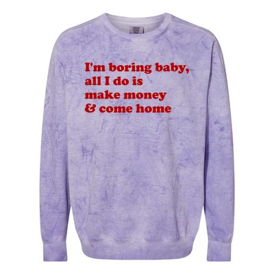 IM Boring Baby All I Do Is Make Money And Come Home Colorblast Crewneck Sweatshirt