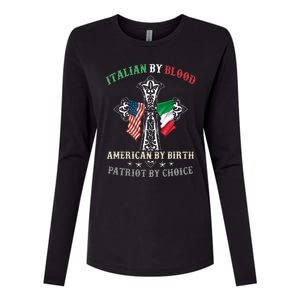 Italian By Blood American By Birth Patriot By Choice Cool Womens Cotton Relaxed Long Sleeve T-Shirt