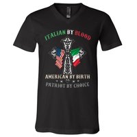 Italian By Blood American By Birth Patriot By Choice Cool V-Neck T-Shirt