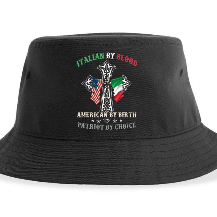 Italian By Blood American By Birth Patriot By Choice Cool Sustainable Bucket Hat