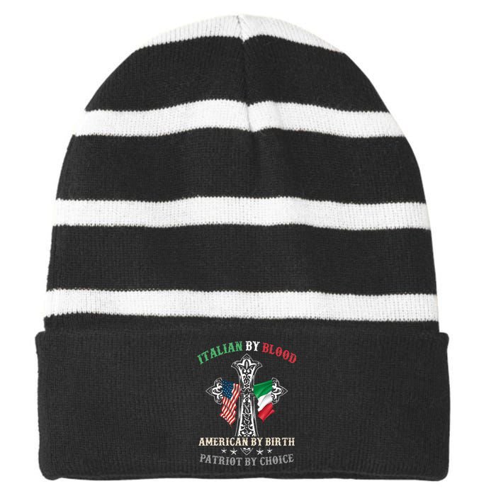 Italian By Blood American By Birth Patriot By Choice Cool Striped Beanie with Solid Band