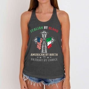 Italian By Blood American By Birth Patriot By Choice Cool Women's Knotted Racerback Tank