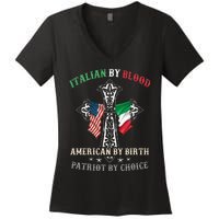 Italian By Blood American By Birth Patriot By Choice Cool Women's V-Neck T-Shirt