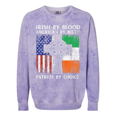 Irish By Blood American By Birth Patriot By Choice Ireland Colorblast Crewneck Sweatshirt