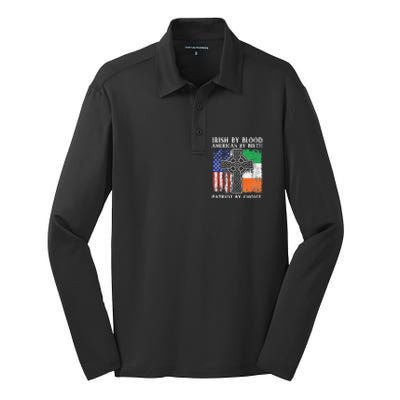 Irish By Blood American By Birth Patriot By Choice Ireland Silk Touch Performance Long Sleeve Polo