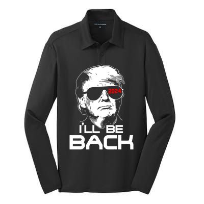 Ill Be Back Trump 2024 Silk Touch Performance Long Sleeve Polo