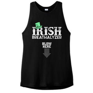 Irish Breathalyzer Blow Here St Patrick's Day Drink Funny Ladies PosiCharge Tri-Blend Wicking Tank