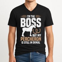 I´M Boss But My Percheron Is Still In Denial .Png V-Neck T-Shirt