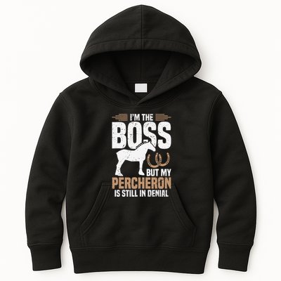 I´M Boss But My Percheron Is Still In Denial .Png Kids Hoodie