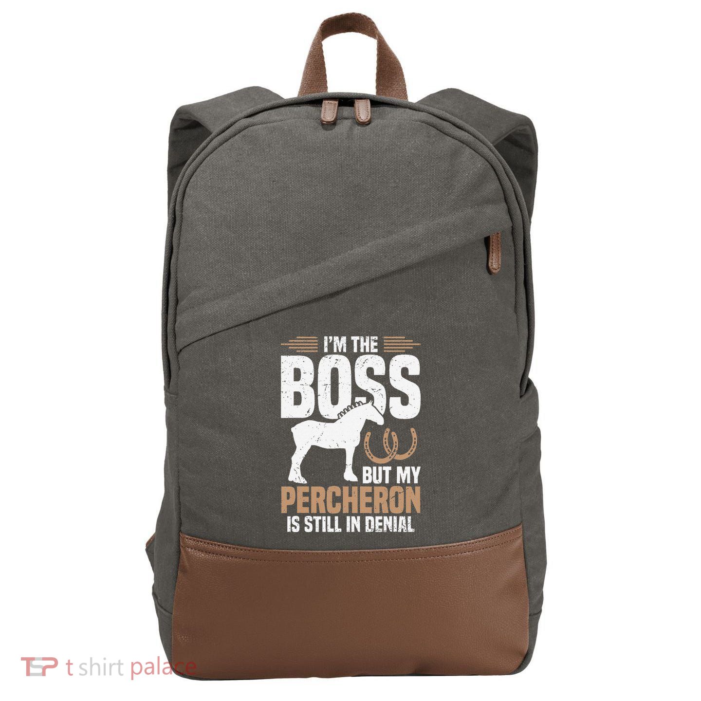I´M Boss But My Percheron Is Still In Denial .Png Cotton Canvas Backpack