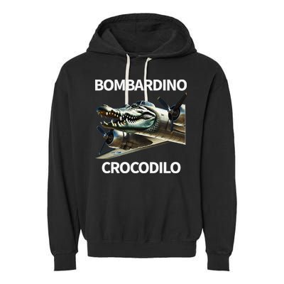 Italian Brainrot Bombardino Crocodilo Garment-Dyed Fleece Hoodie