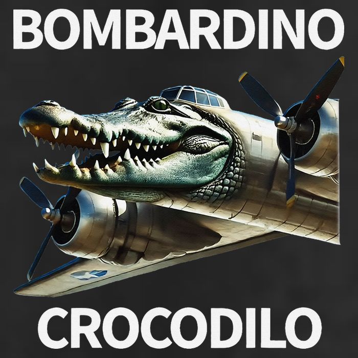 Italian Brainrot Bombardino Crocodilo 7 Panel Mesh Trucker Snapback Hat