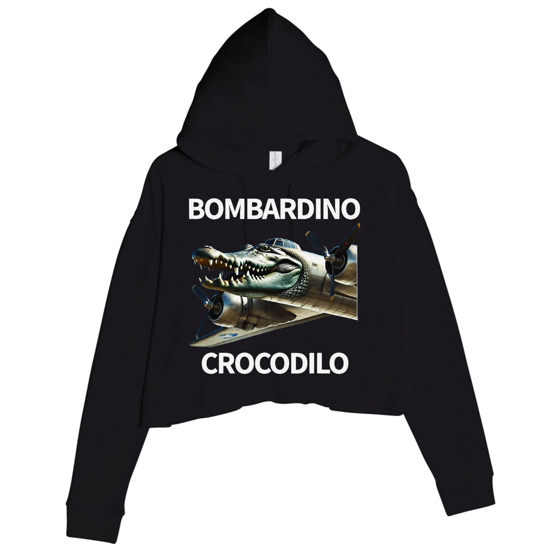 Italian Brainrot Bombardino Crocodilo Crop Fleece Hoodie