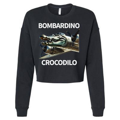 Italian Brainrot Bombardino Crocodilo Cropped Pullover Crew