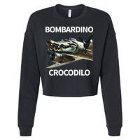 Italian Brainrot Bombardino Crocodilo Cropped Pullover Crew