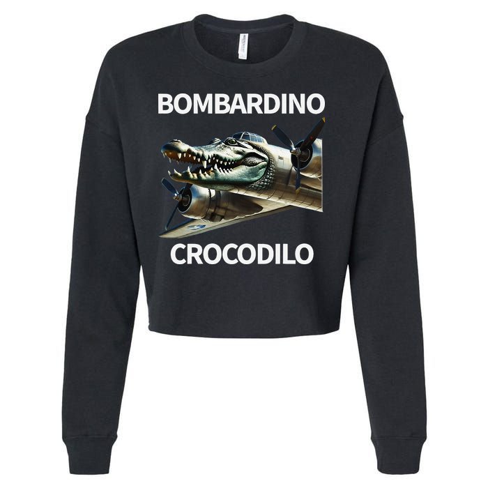Italian Brainrot Bombardino Crocodilo Cropped Pullover Crew